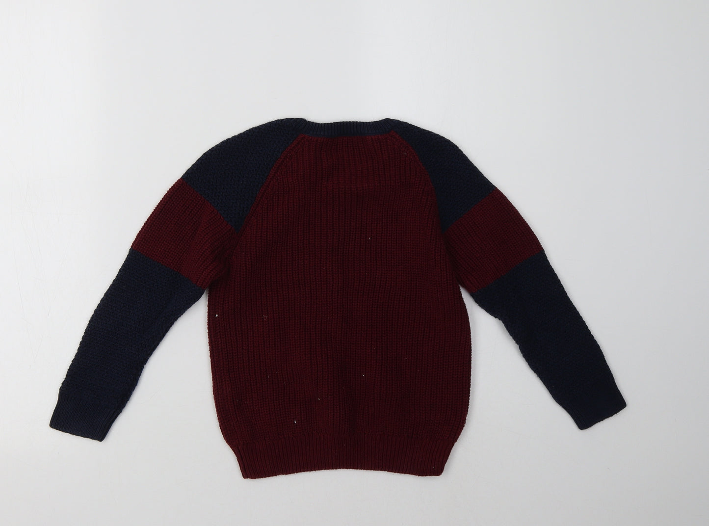 Matalan Boys Purple Crew Neck Striped Cotton Pullover Jumper Size 6 Years
