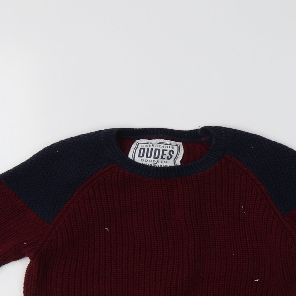 Matalan Boys Purple Crew Neck Striped Cotton Pullover Jumper Size 6 Years