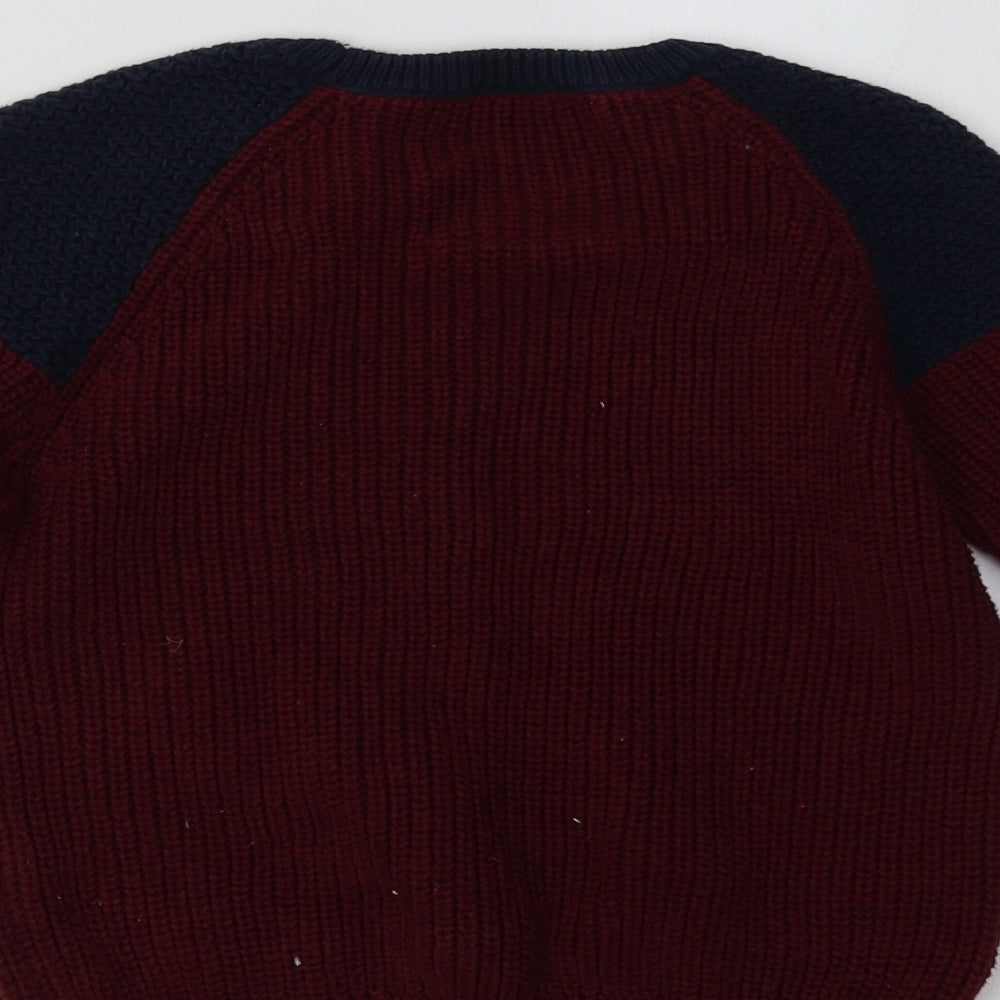 Matalan Boys Purple Crew Neck Striped Cotton Pullover Jumper Size 6 Years