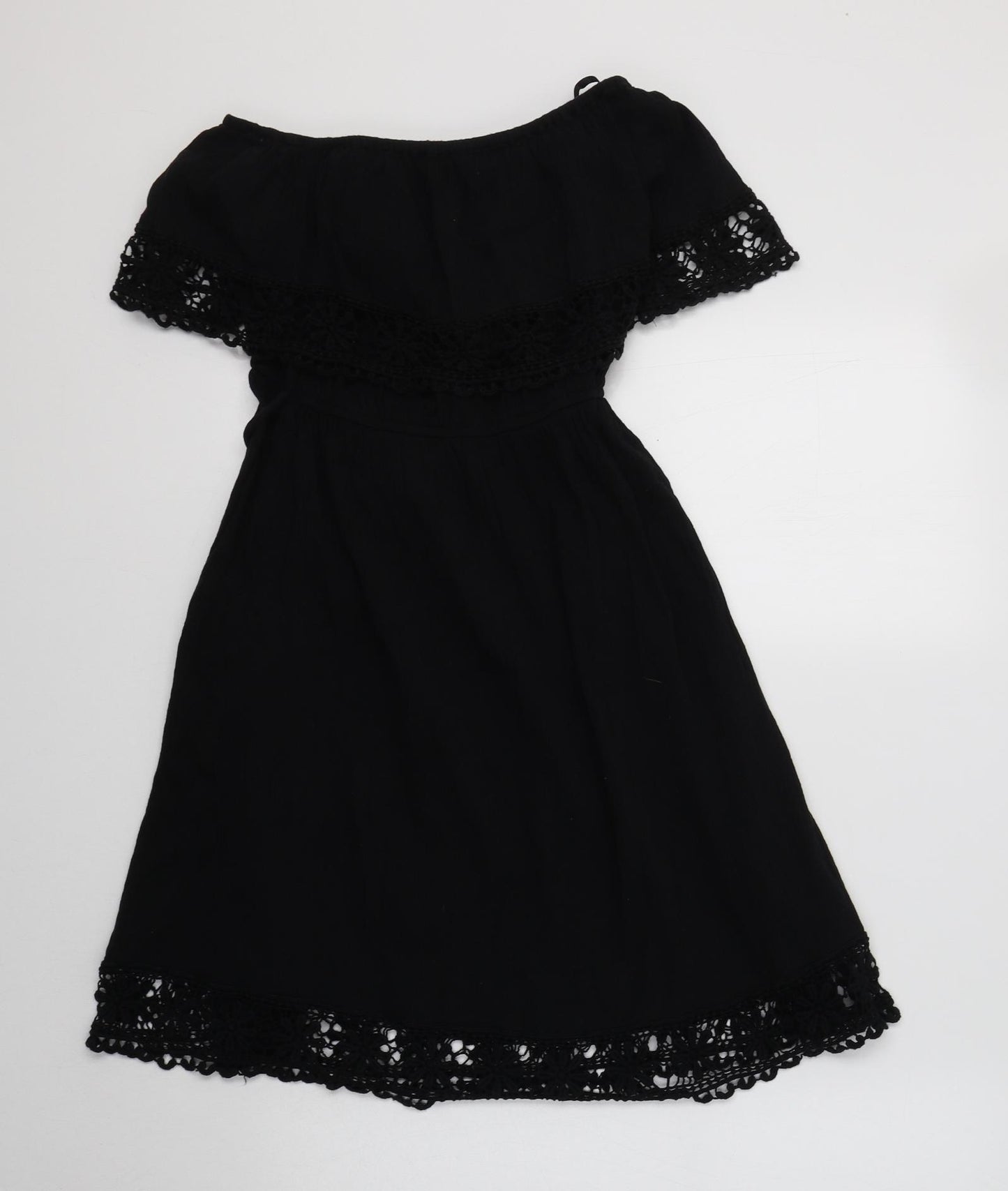 Primark Womens Black  Cotton Fit & Flare  Size 8  Off the Shoulder