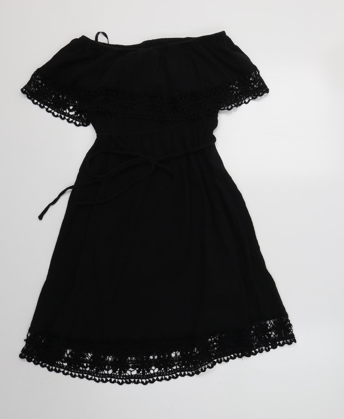 Primark Womens Black  Cotton Fit & Flare  Size 8  Off the Shoulder