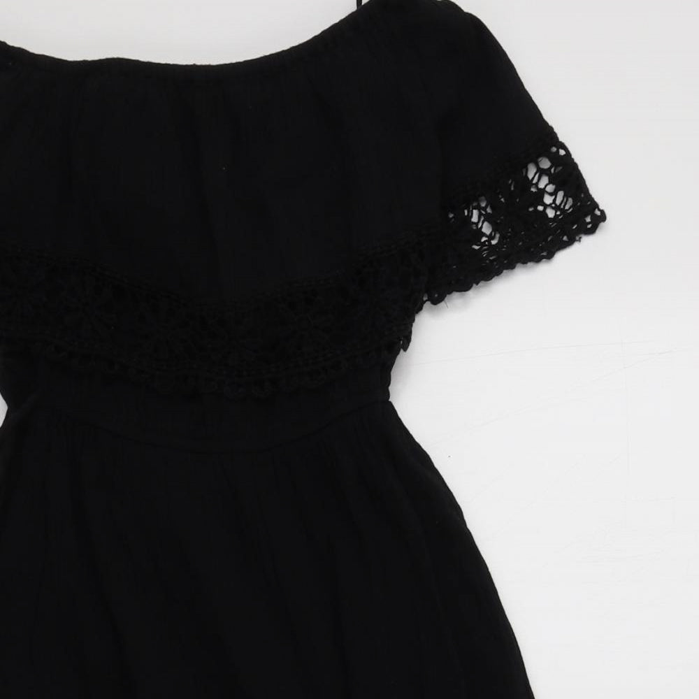 Primark Womens Black  Cotton Fit & Flare  Size 8  Off the Shoulder