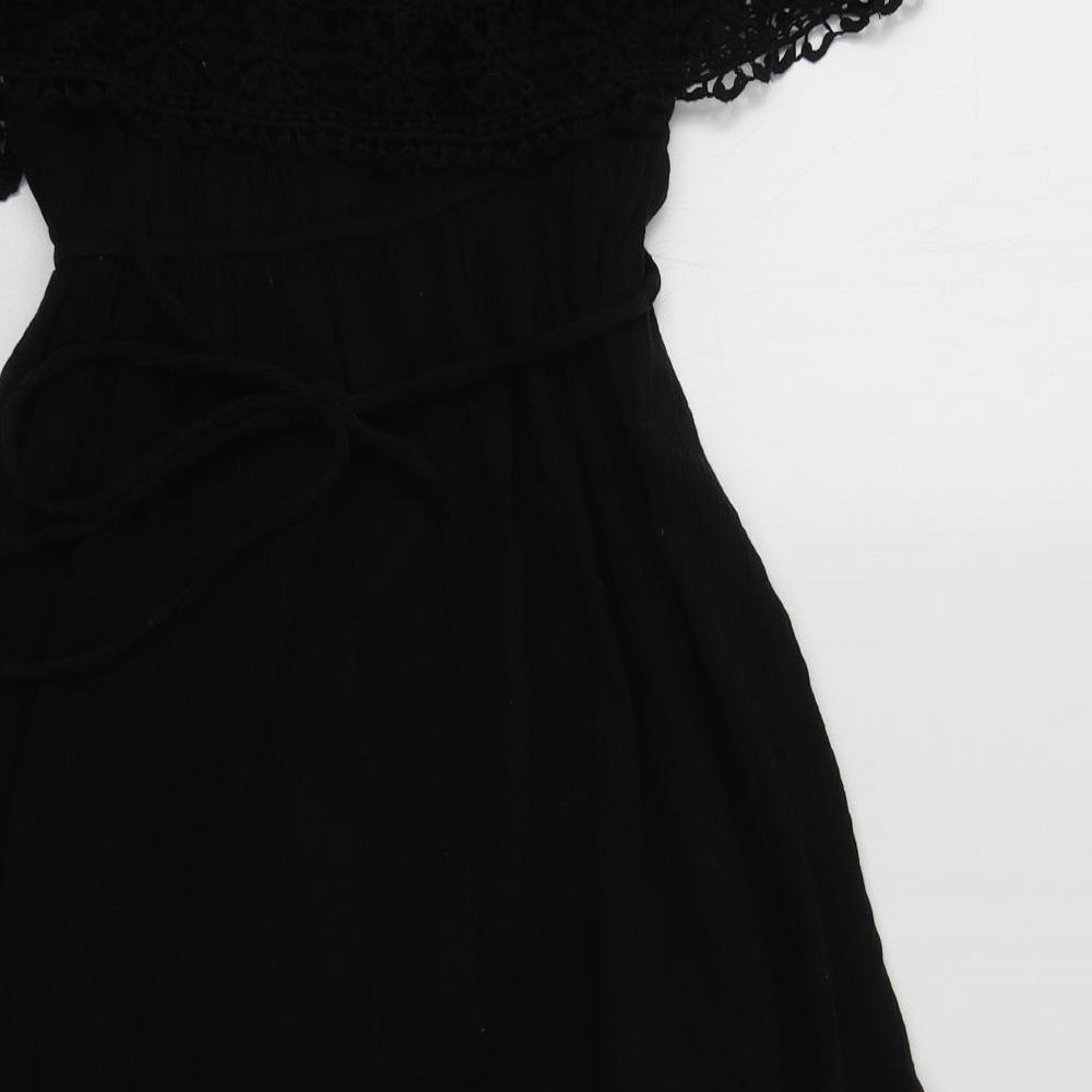 Primark Womens Black  Cotton Fit & Flare  Size 8  Off the Shoulder