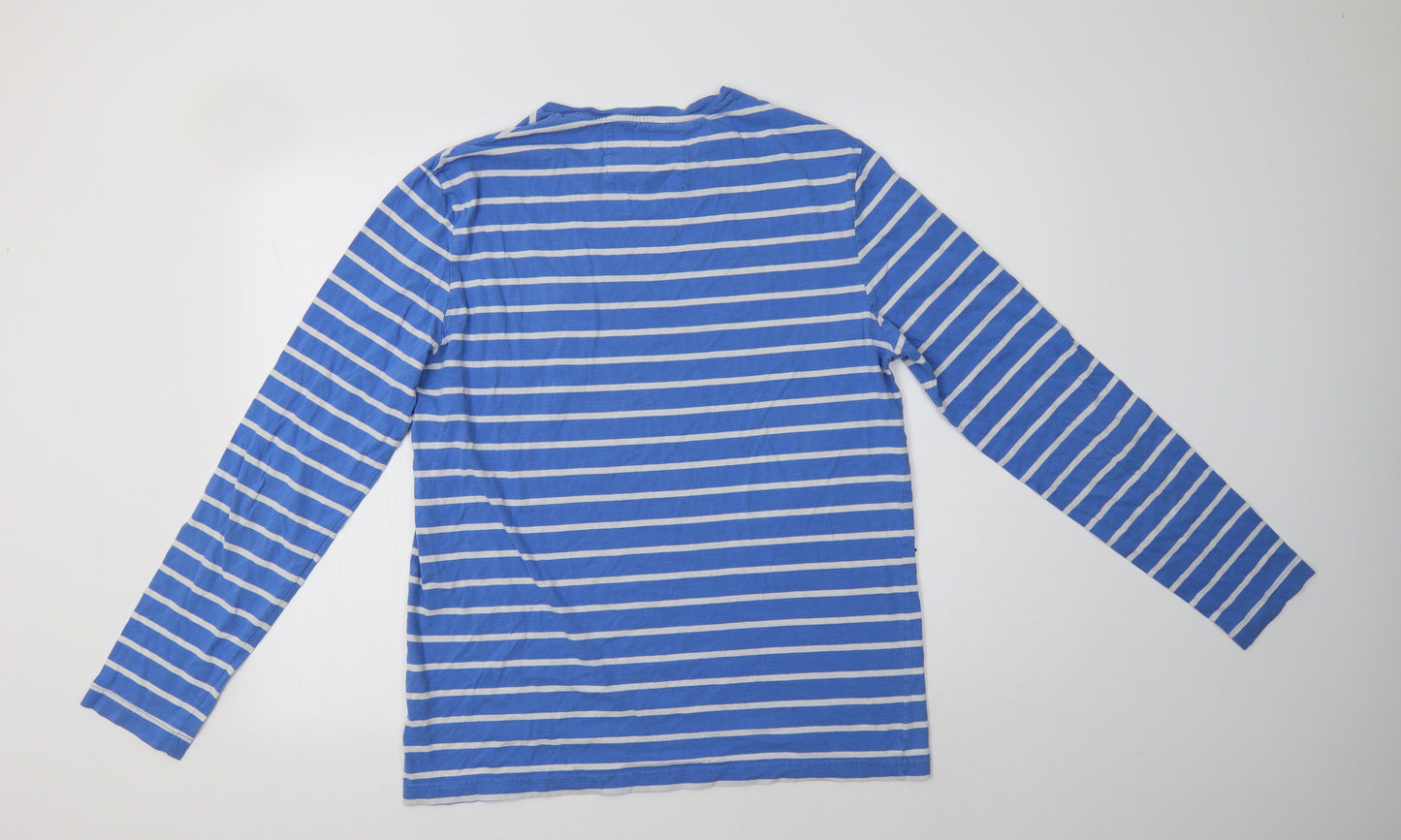Jack Wills Womens Blue Striped Cotton Basic T-Shirt Size M Crew Neck