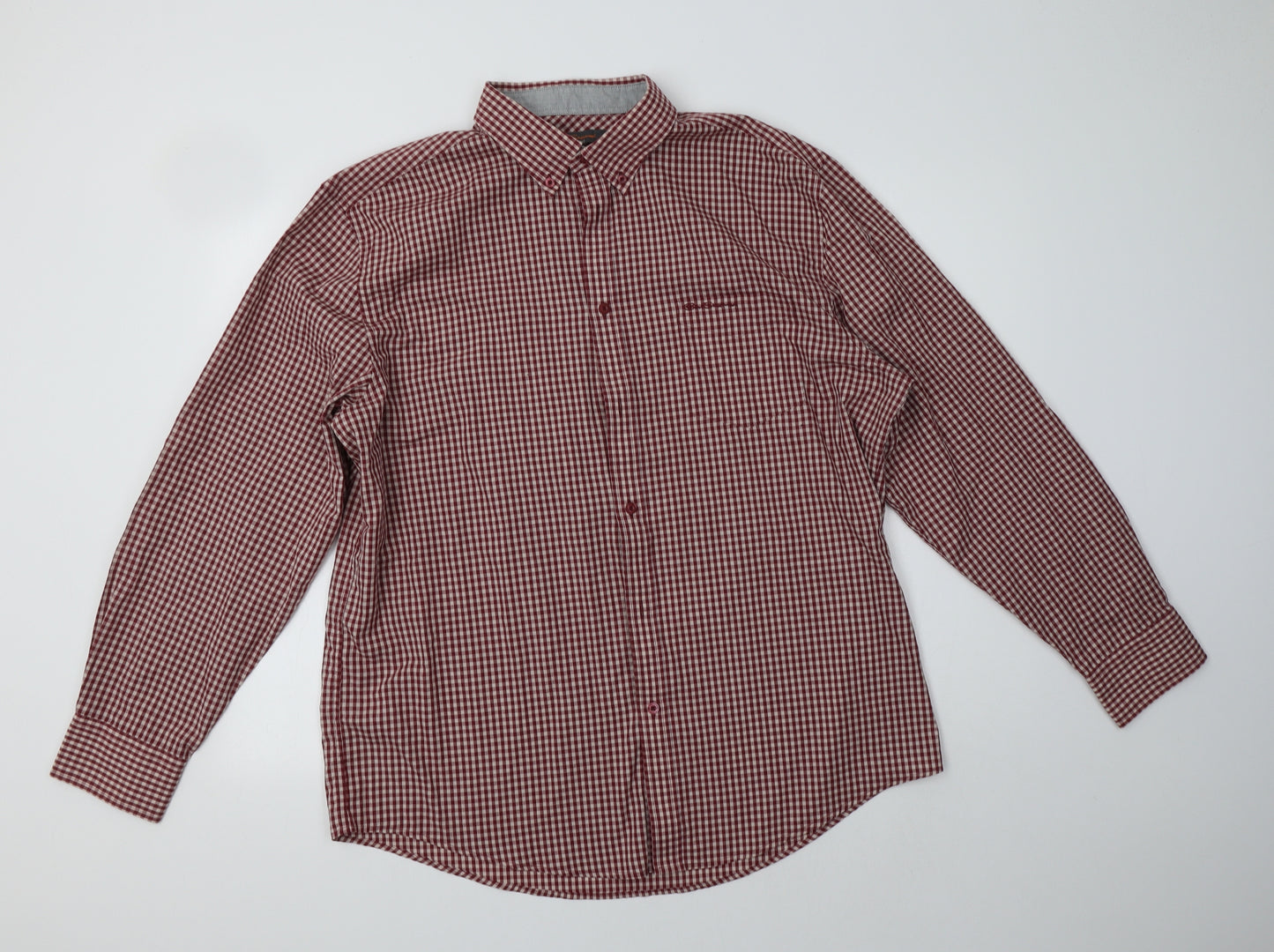 Ben Sherman Mens Red Check Cotton  Button-Up Size 2XL Collared