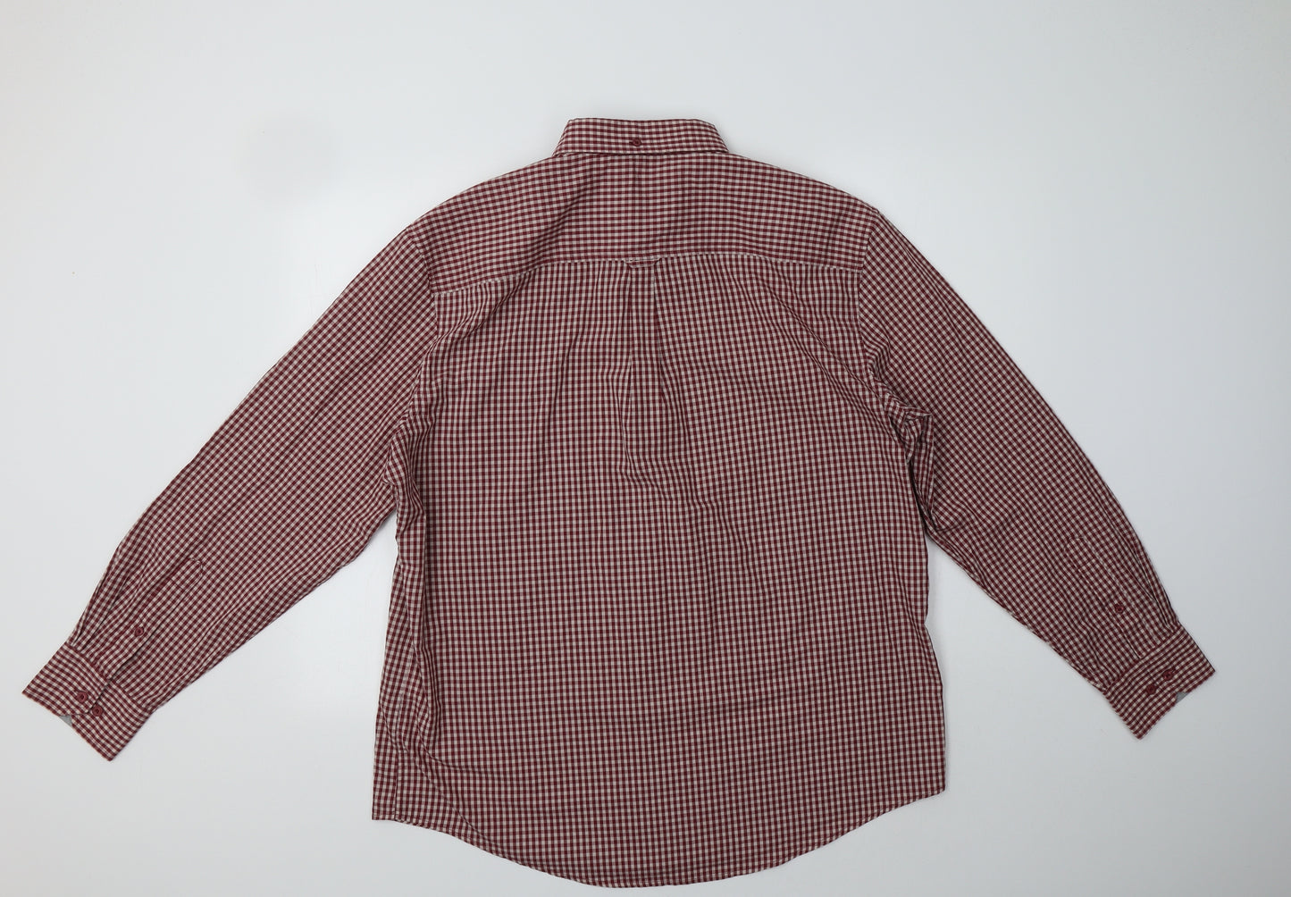 Ben Sherman Mens Red Check Cotton  Button-Up Size 2XL Collared