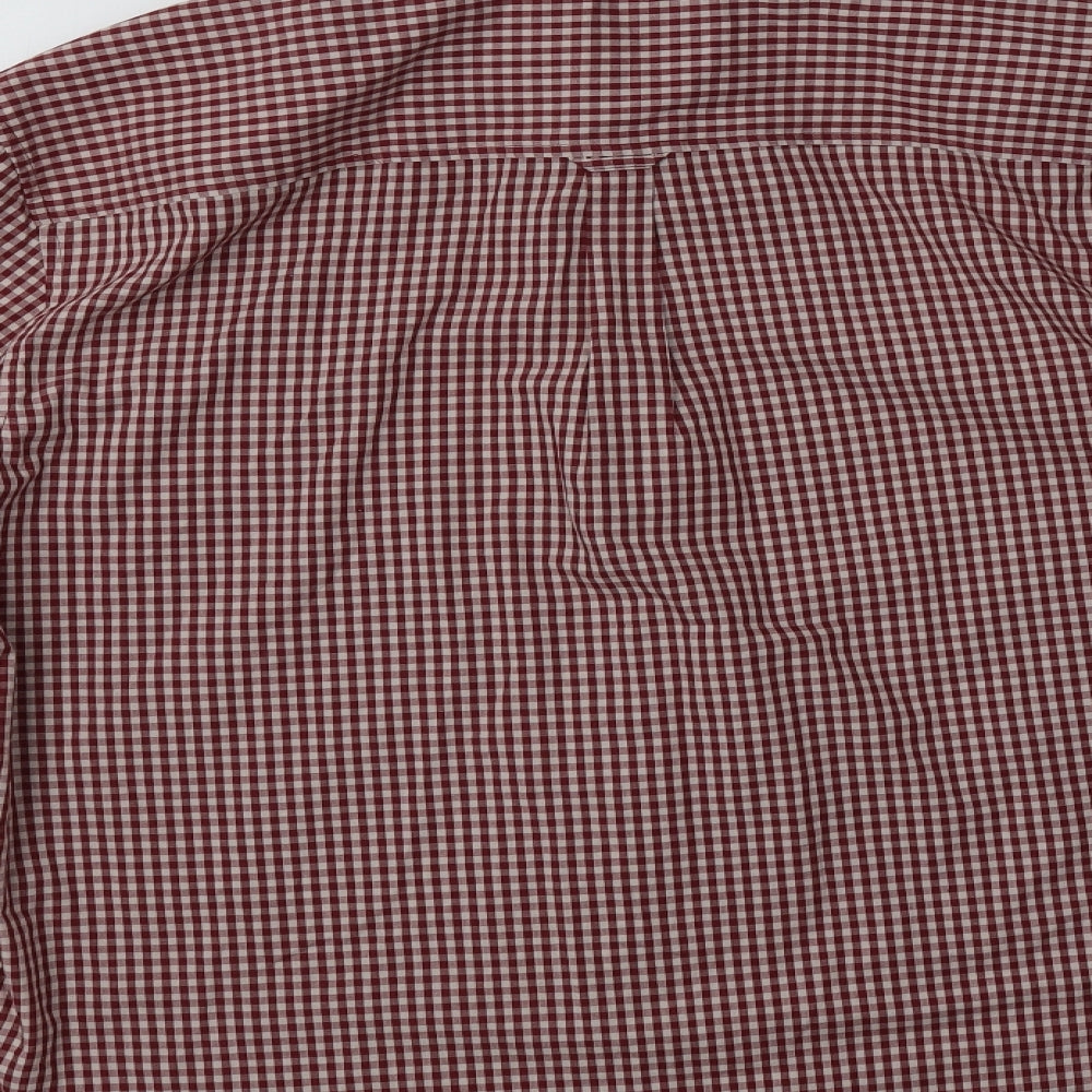 Ben Sherman Mens Red Check Cotton  Button-Up Size 2XL Collared