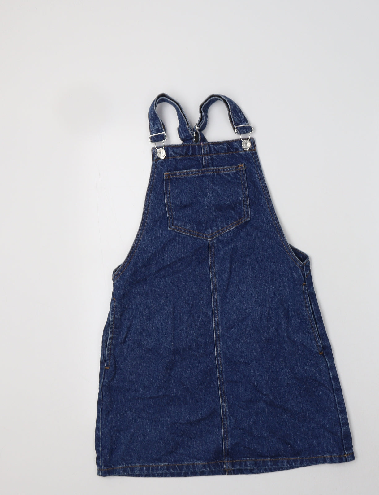 Topshop Womens Blue  Cotton Pinafore/Dungaree Dress  Size 6  Square Neck