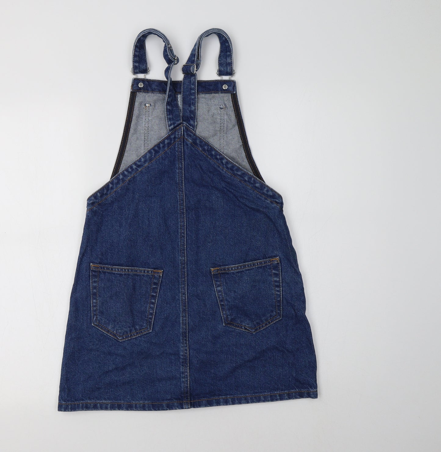 Topshop Womens Blue  Cotton Pinafore/Dungaree Dress  Size 6  Square Neck