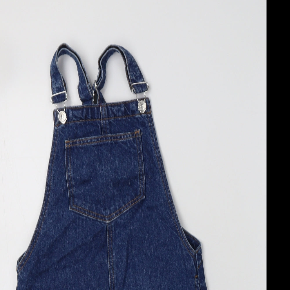 Topshop Womens Blue  Cotton Pinafore/Dungaree Dress  Size 6  Square Neck