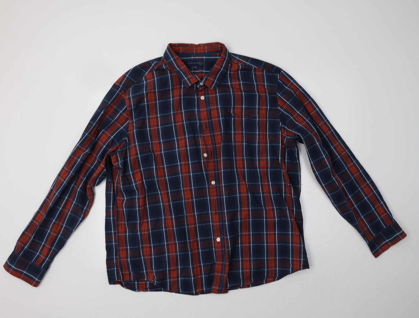 Matalan Mens Blue Check Cotton  Button-Up Size 2XL Collared