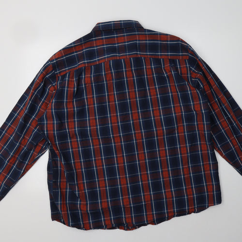 Matalan Mens Blue Check Cotton  Button-Up Size 2XL Collared