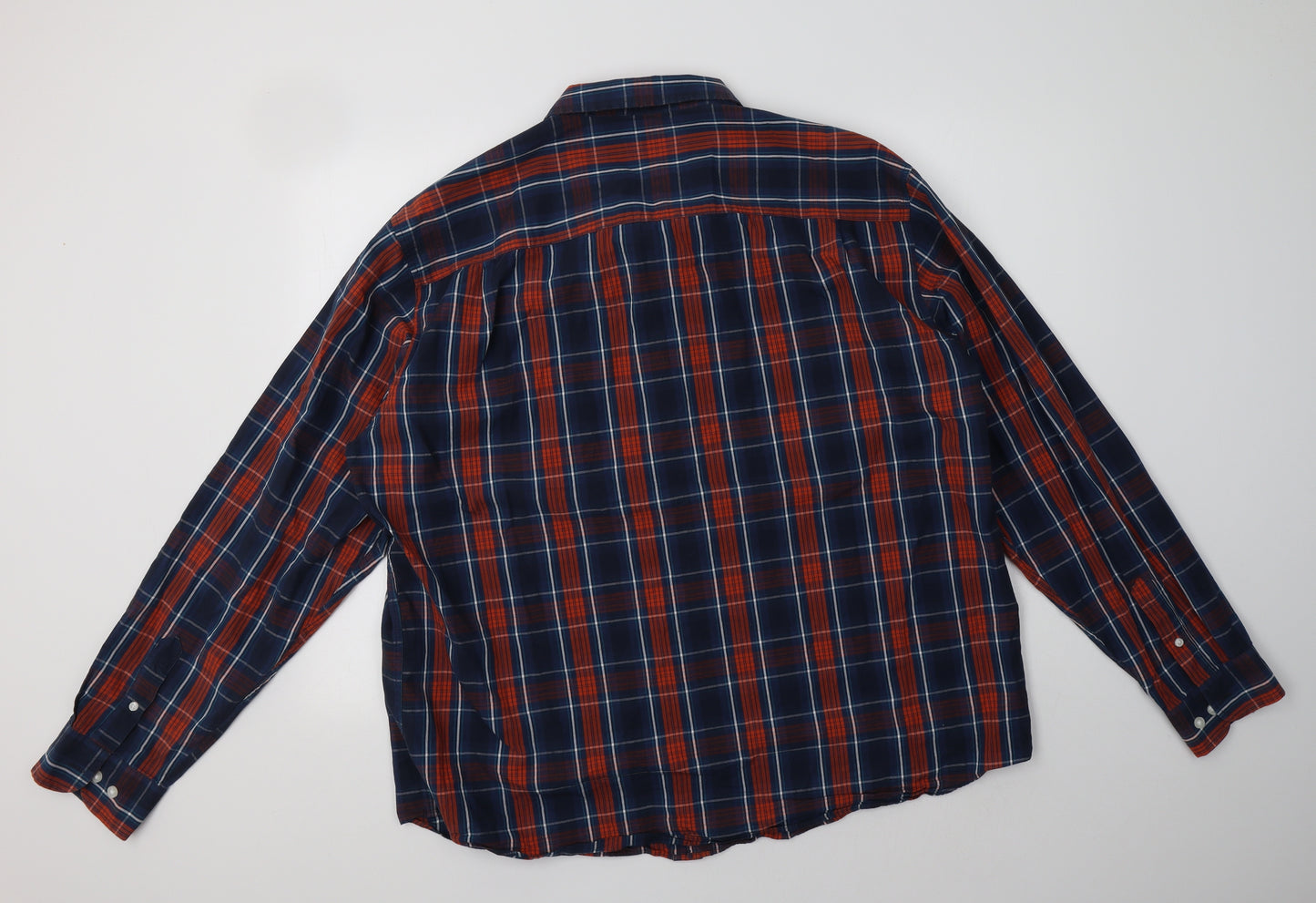 Matalan Mens Blue Check Cotton  Button-Up Size 2XL Collared