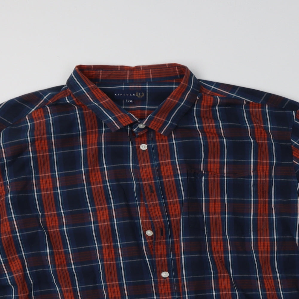 Matalan Mens Blue Check Cotton  Button-Up Size 2XL Collared