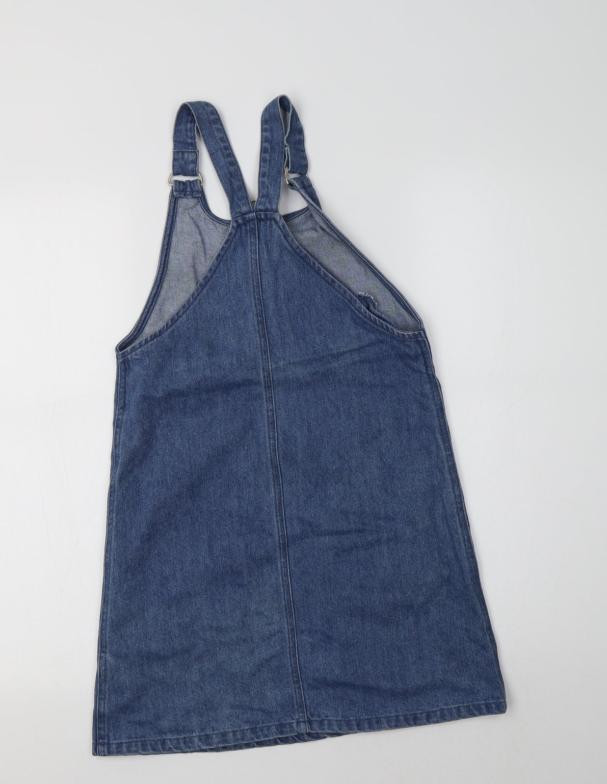 Primark Girls Blue  Cotton Pinafore/Dungaree Dress  Size 10-11 Years  Round Neck