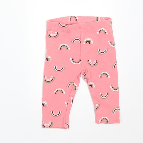 PEKKLE Girls Pink  Cotton  Leggings Size 6-9 Months   - RAINBOWS