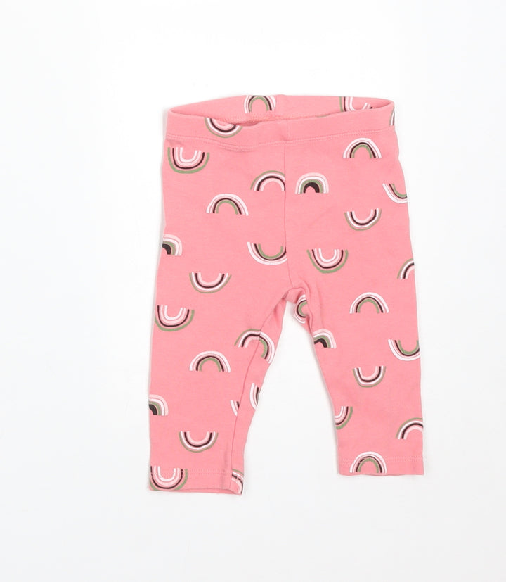 PEKKLE Girls Pink  Cotton  Leggings Size 6-9 Months   - RAINBOWS