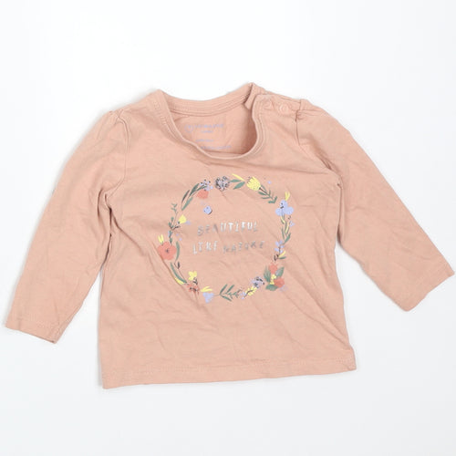 Primark Girls Pink Floral Cotton Basic T-Shirt Size 6-9 Months Round Neck  - BEAUTIFUL LIKE NATURE