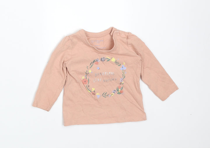 Primark Girls Pink Floral Cotton Basic T-Shirt Size 6-9 Months Round Neck - BEAUTIFUL LIKE NATURE