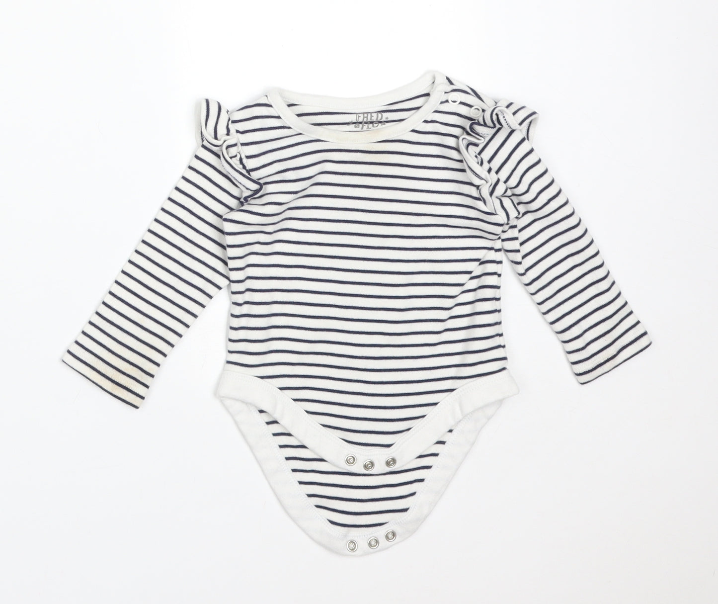 FRED&FLO Girls Multicoloured Striped Cotton Babygrow One-Piece Size 6-9 Months