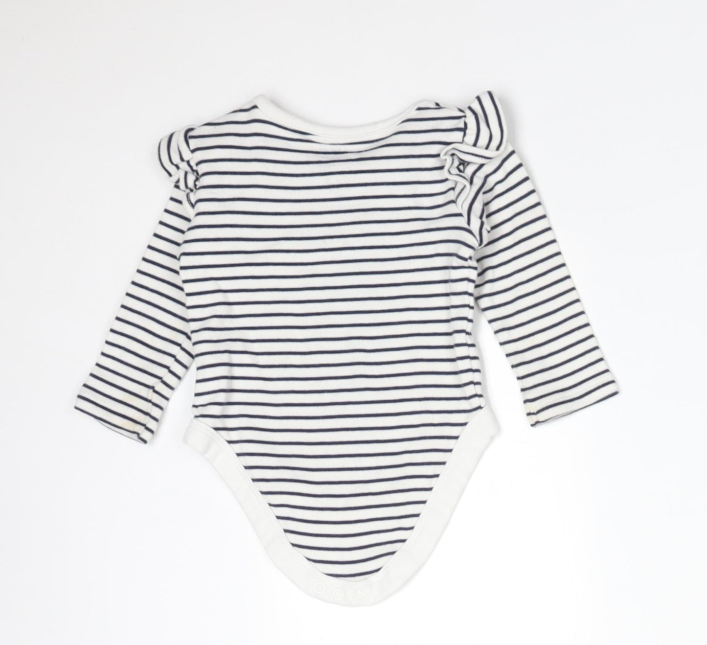 FRED&FLO Girls Multicoloured Striped Cotton Babygrow One-Piece Size 6-9 Months