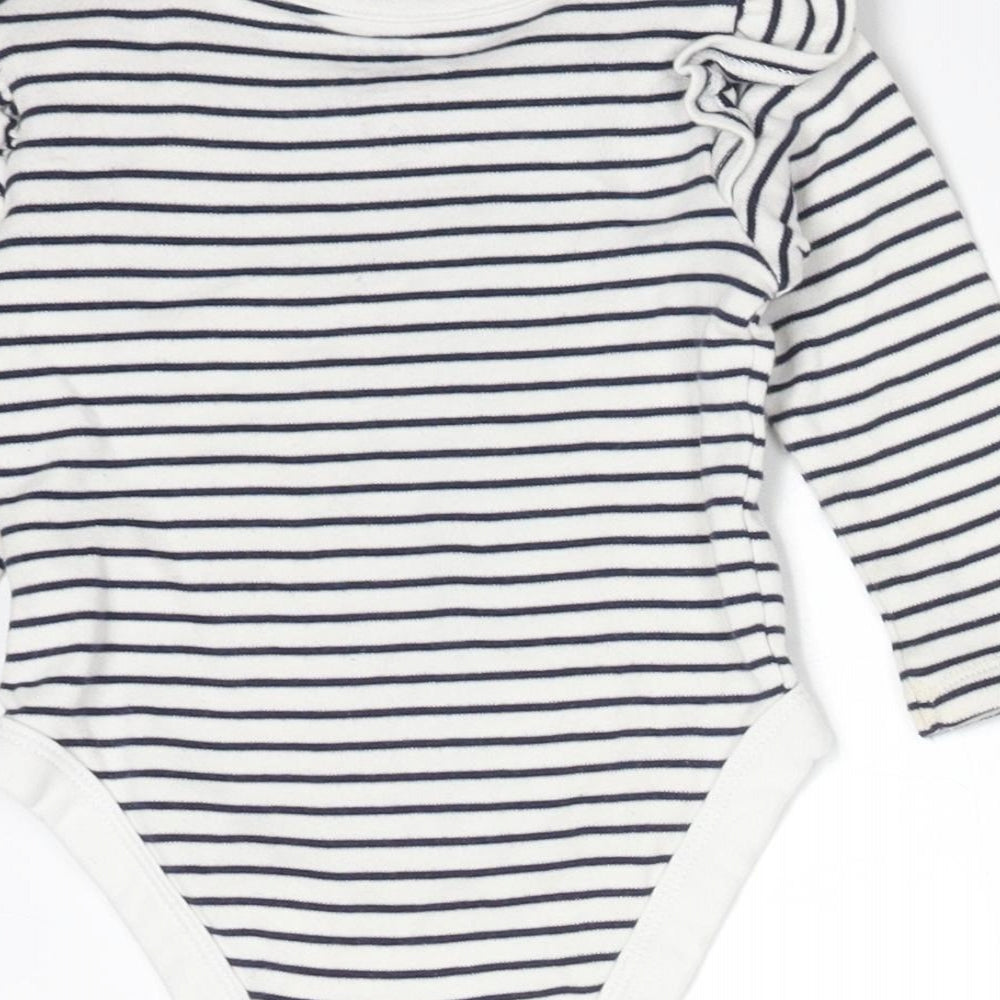 FRED&FLO Girls Multicoloured Striped Cotton Babygrow One-Piece Size 6-9 Months