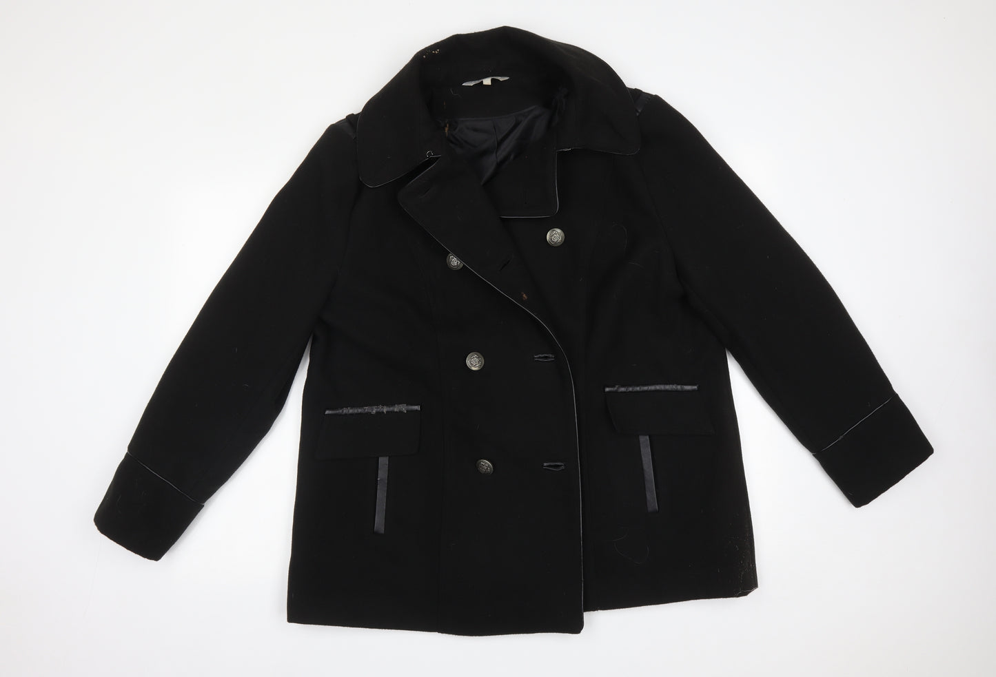 Red Herring Womens Black   Trench Coat Coat Size 20