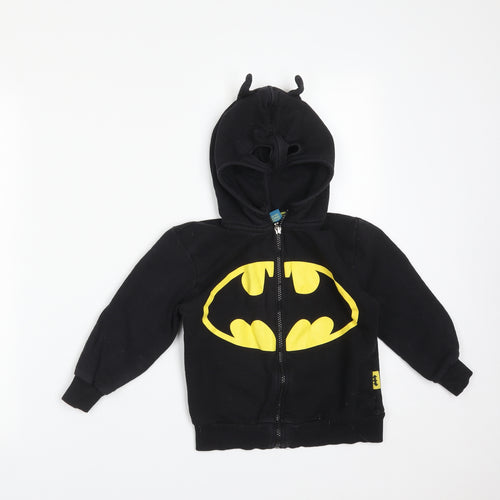 Primark Boys Black  Cotton Full Zip Hoodie Size 5-6 Years   - BATMAN