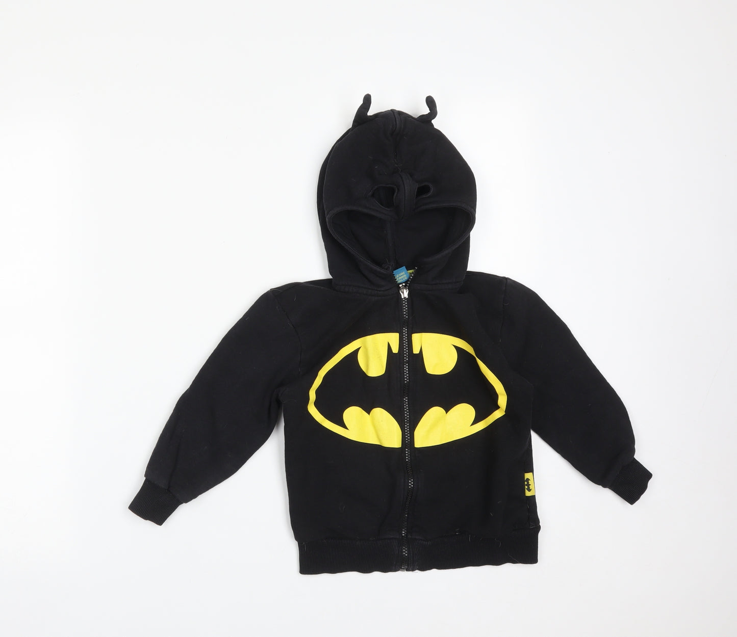 Primark Boys Black  Cotton Full Zip Hoodie Size 5-6 Years   - BATMAN