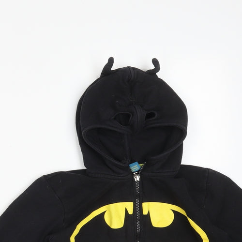 Primark Boys Black  Cotton Full Zip Hoodie Size 5-6 Years   - BATMAN