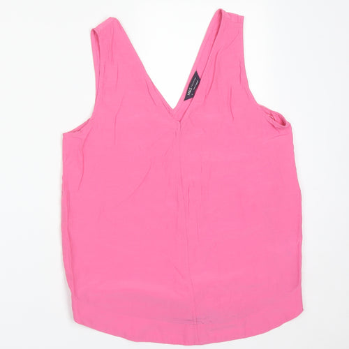 M&S Womens Pink  Viscose Basic Tank Size 10 V-Neck