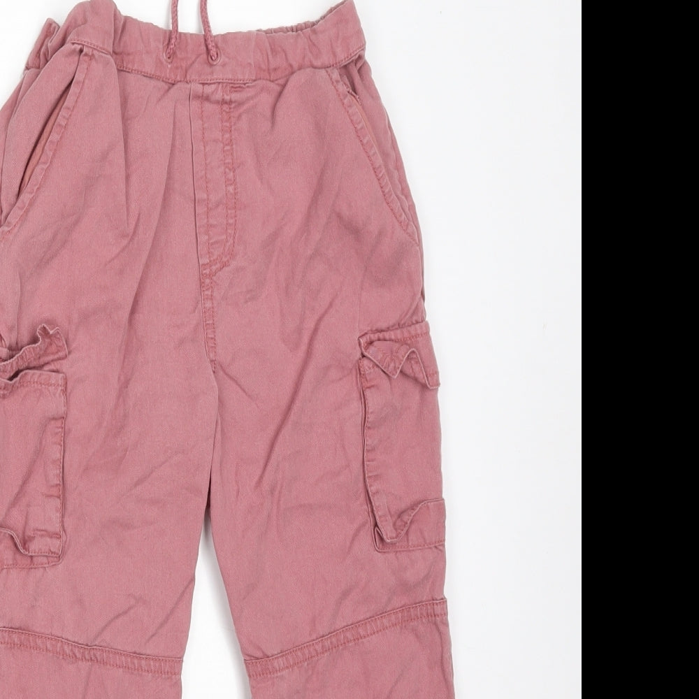 M&S Girls Pink  Lyocell Cargo Trousers Size 5-6 Years  Regular