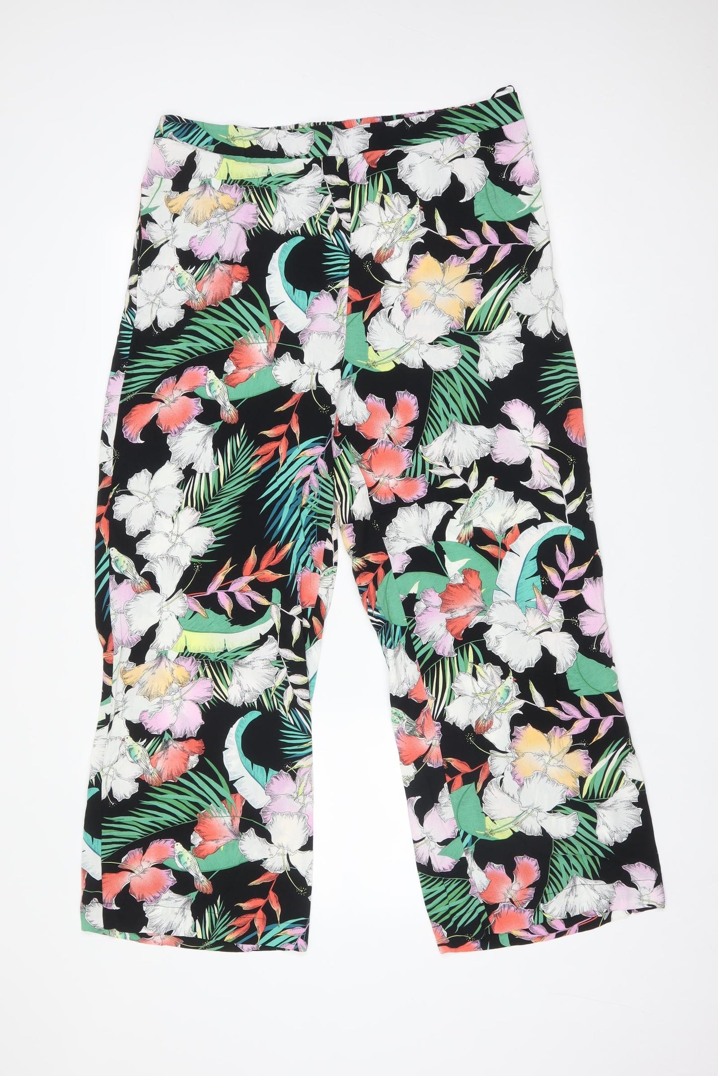 Peacocks Womens Multicoloured Floral Viscose Trousers  Size 18 L28 in Regular