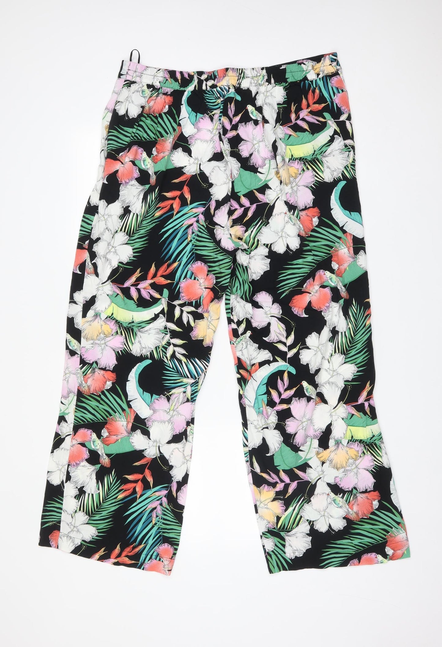 Peacocks Womens Multicoloured Floral Viscose Trousers  Size 18 L28 in Regular