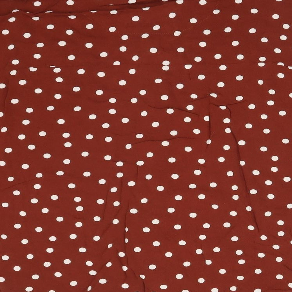 NEXT Womens Brown Polka Dot Viscose Basic Button-Up Size 10 Collared