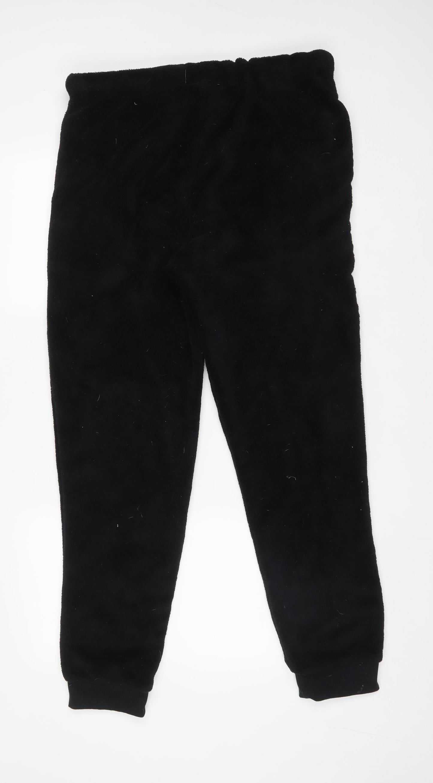 Primark Mens Black Solid Polyester  Pyjama Pants Size XL