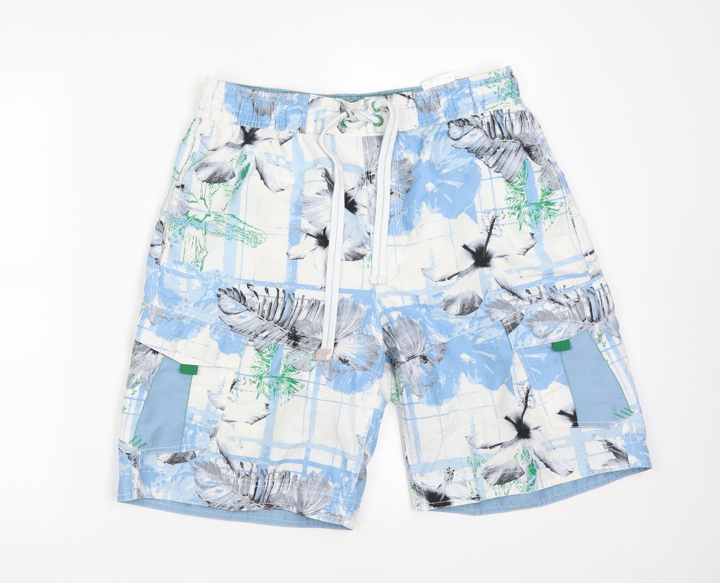 Surf Mens Multicoloured Floral Polyester Bermuda Shorts Size M L10 in Regular  - SWIMMING SHORTS