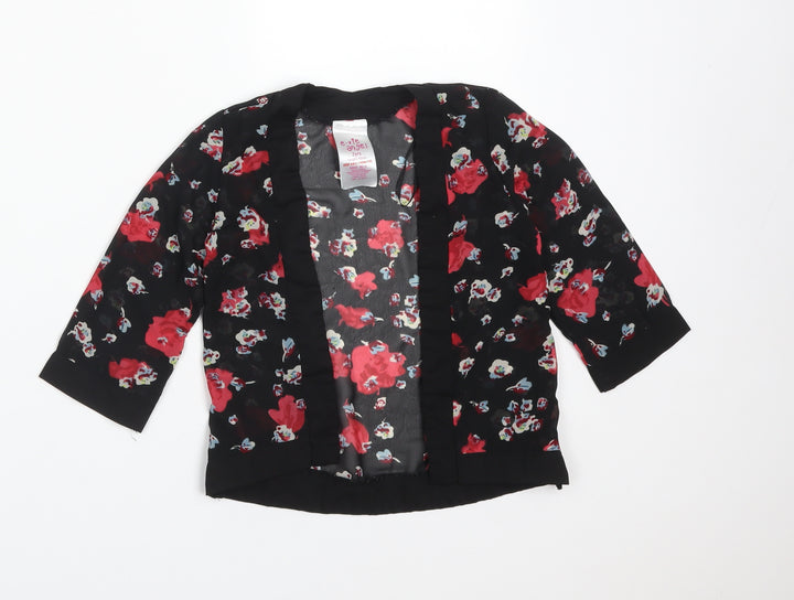 E-VIE ANGEL Girls Black  Floral Polyester Cardigan Jumper Size 2 Years
