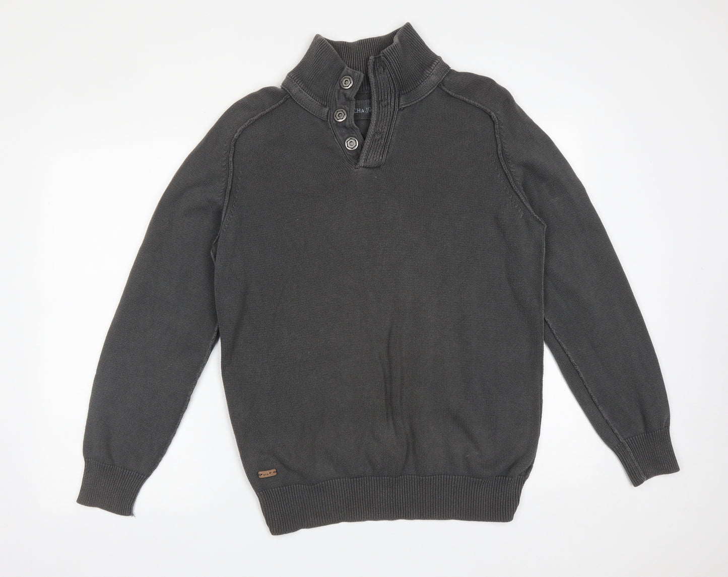 ROCHA JOHN ROCHA Mens Grey High Neck  Cotton Pullover Jumper Size M