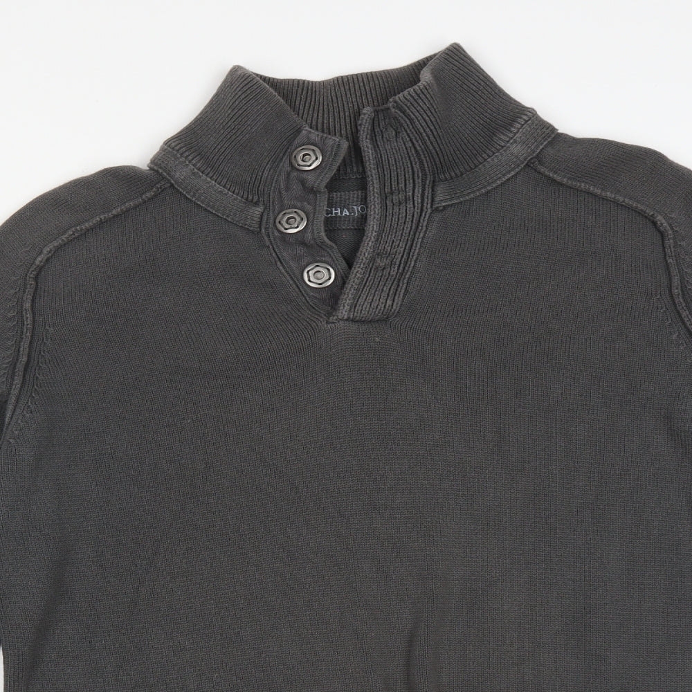 ROCHA JOHN ROCHA Mens Grey High Neck  Cotton Pullover Jumper Size M