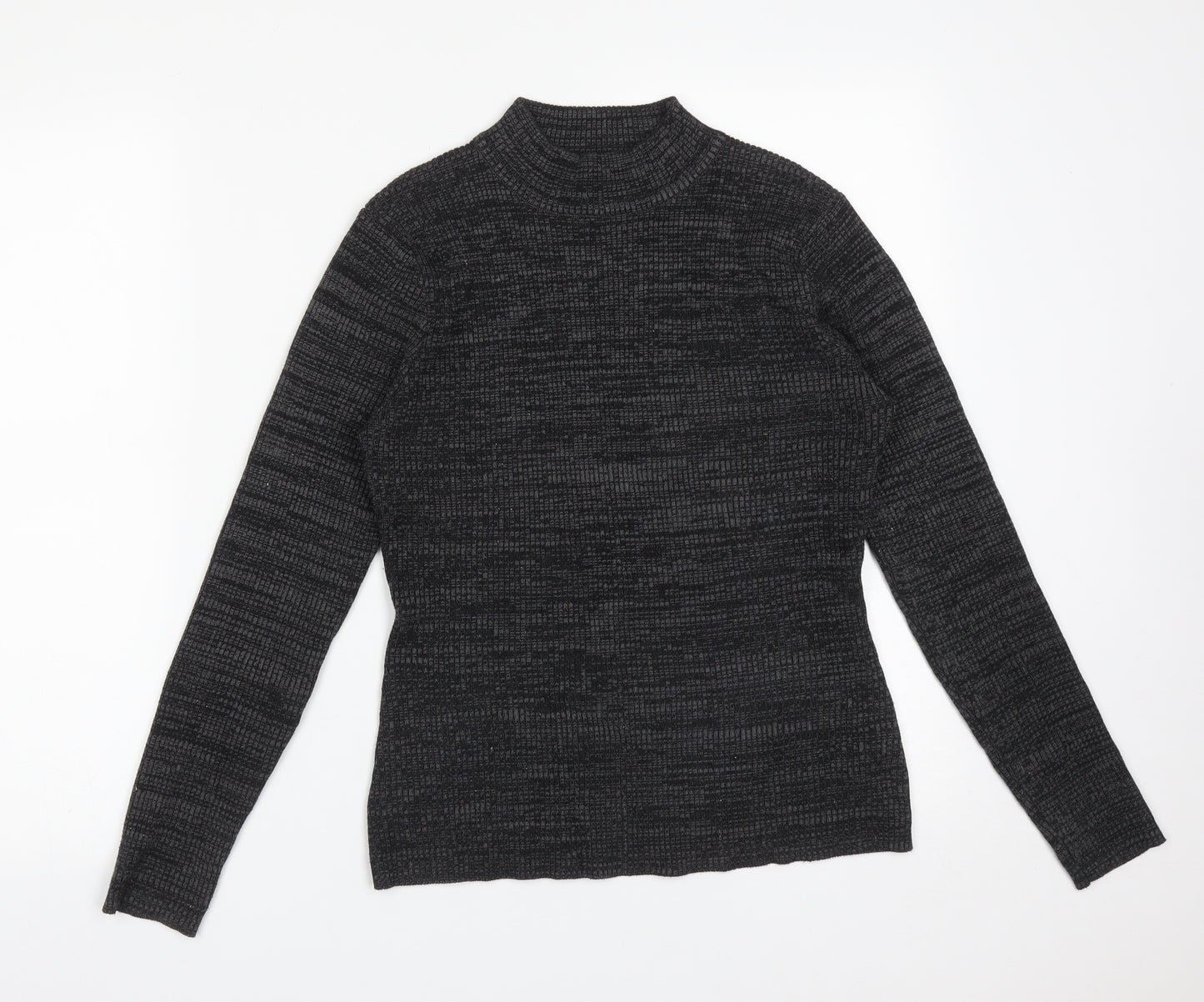Apricot Womens Black Striped Viscose Basic T-Shirt Size 14 High Neck