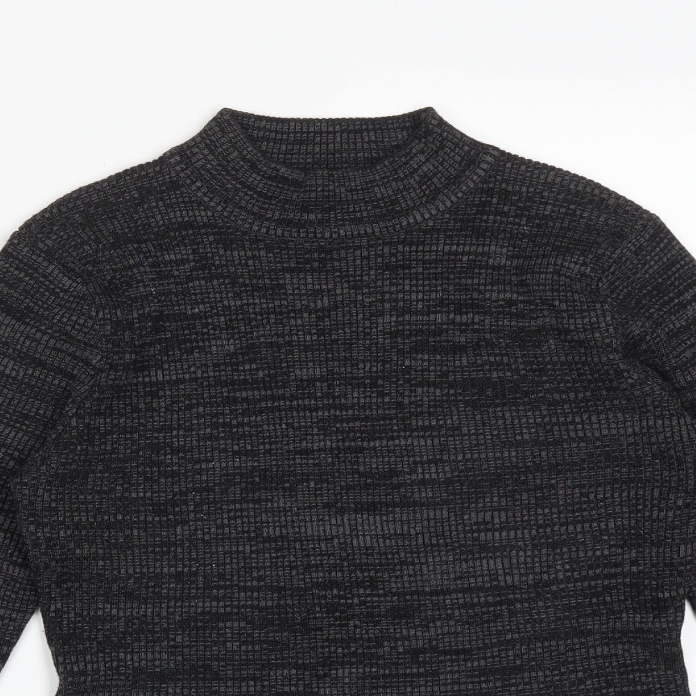 Apricot Womens Black Striped Viscose Basic T-Shirt Size 14 High Neck