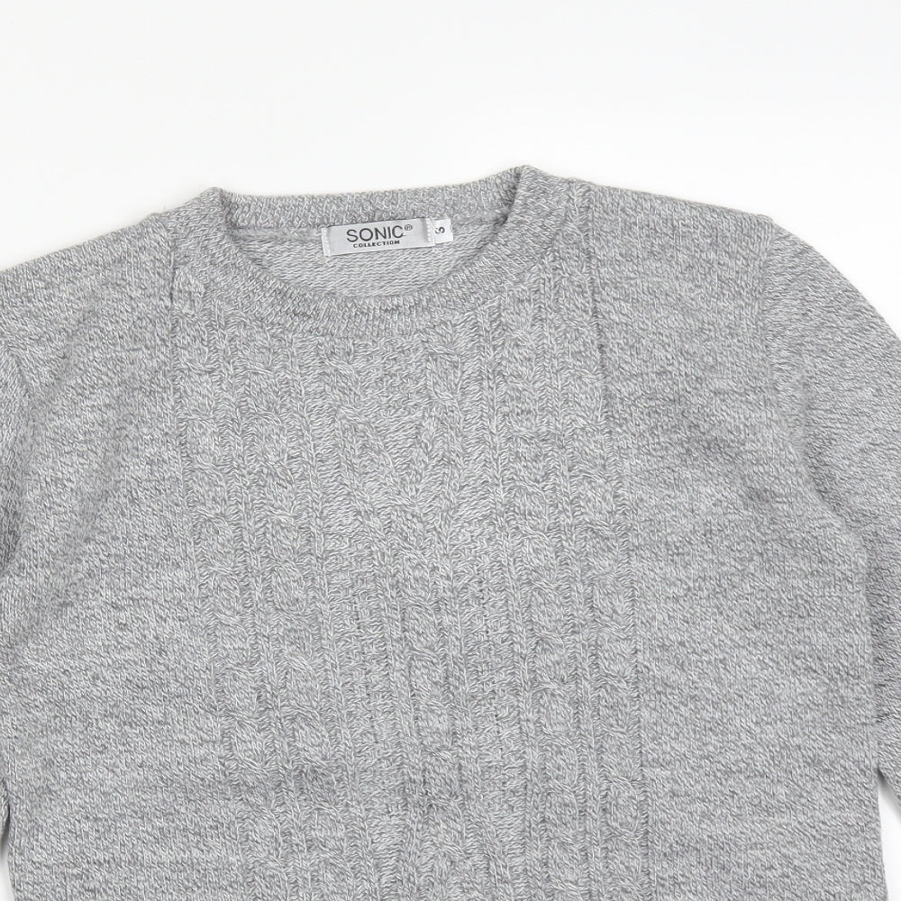 Sonic Mens Grey  Acrylic Pullover Sweatshirt Size S