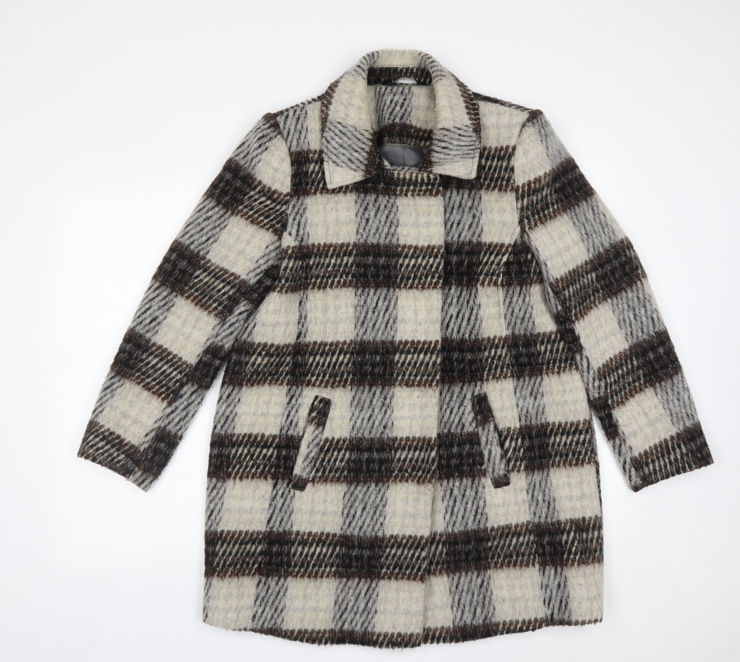 BM Womens Multicoloured Check  Trench Coat Coat Size 10