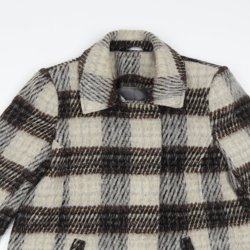 BM Womens Multicoloured Check  Trench Coat Coat Size 10