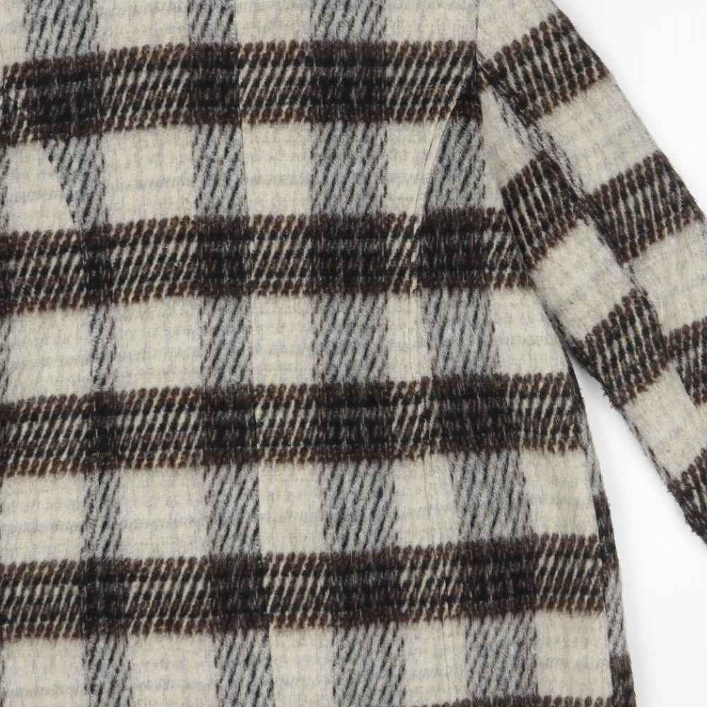 BM Womens Multicoloured Check  Trench Coat Coat Size 10