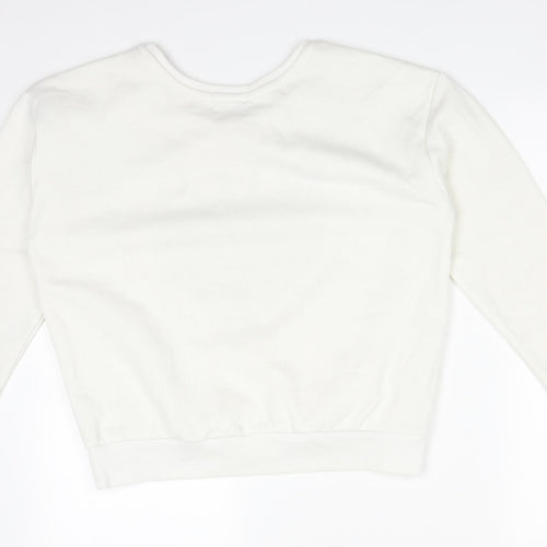 Primark Womens White  Cotton Pullover Sweatshirt Size 8   - WILD AT LOVE