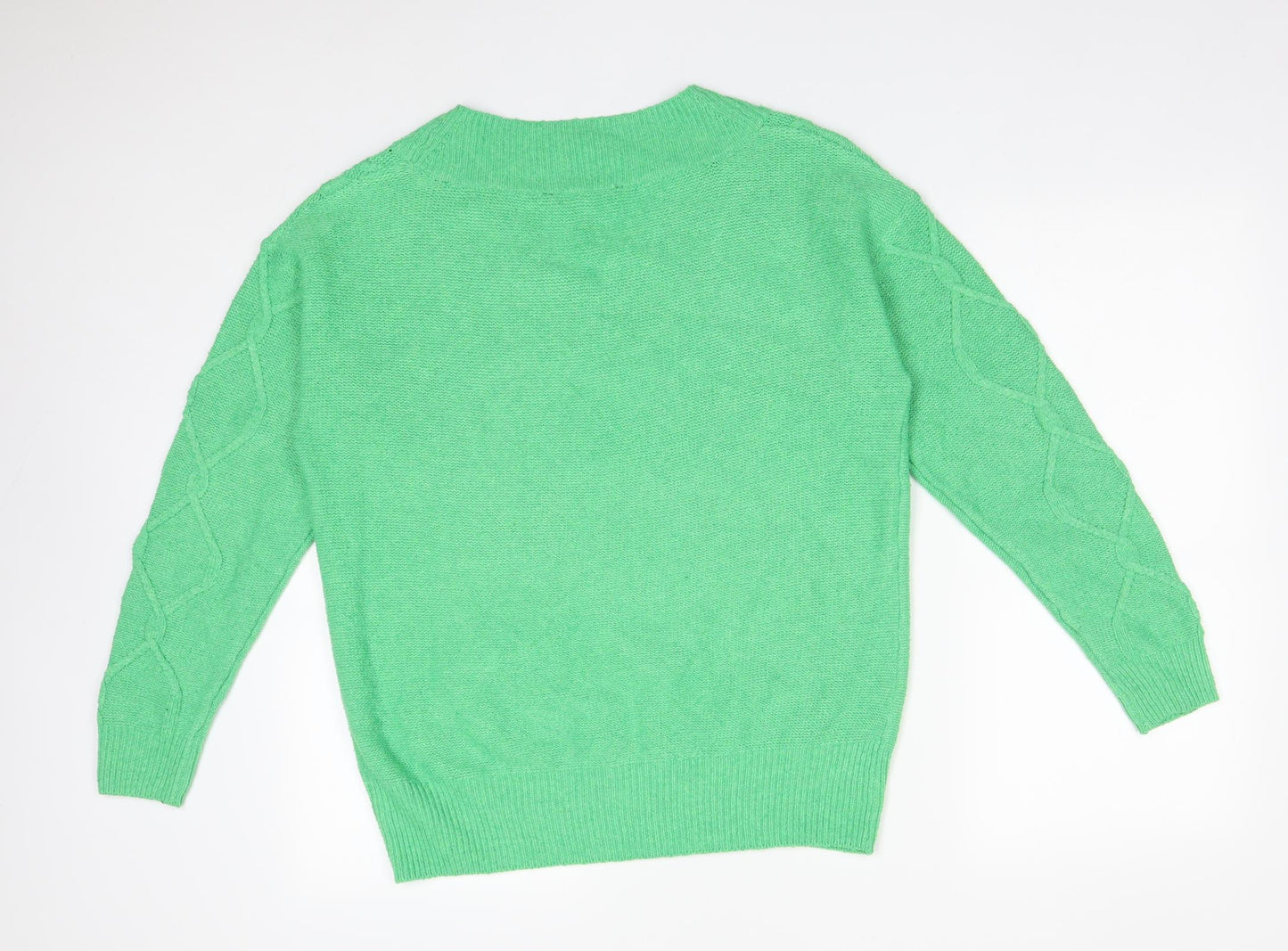 BONMARCHE Womens Green Argyle/Diamond Polyester Basic T-Shirt Size 12 V-Neck