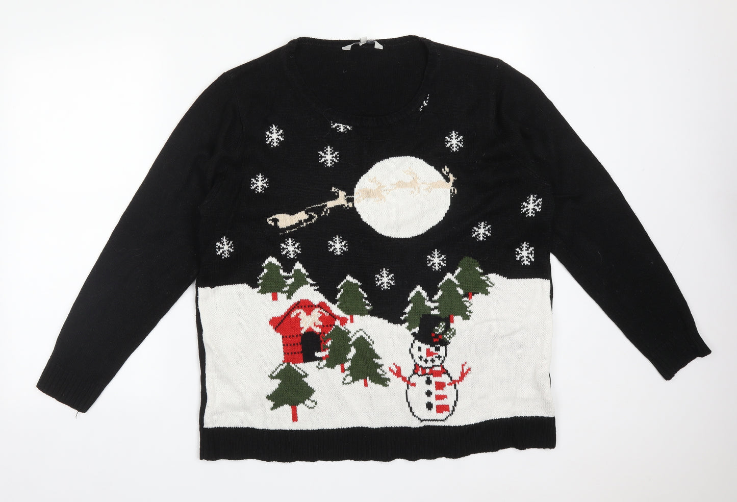 Peacocks Womens Black  Acrylic Pullover Sweatshirt Size XL   - CHRISTMAS