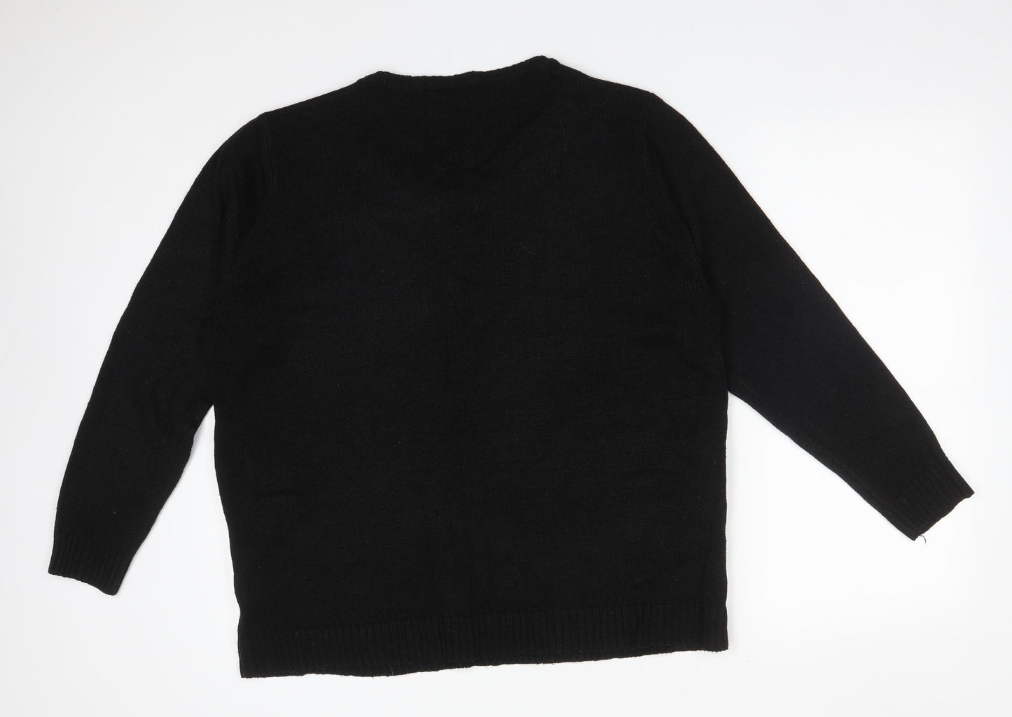 Peacocks Womens Black  Acrylic Pullover Sweatshirt Size XL   - CHRISTMAS